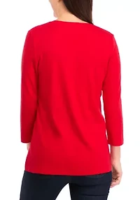 Petite Solid Crew Neck Top