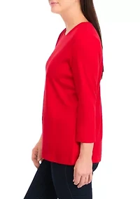 Petite Solid Crew Neck Top