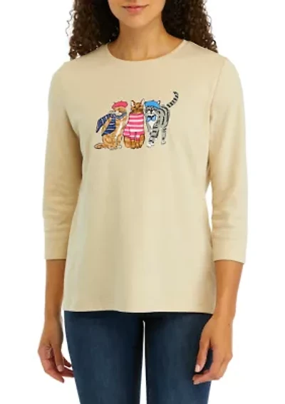 Petite 3/4 Sleeve Graphic T-Shirt
