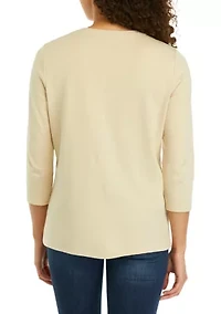 Petite 3/4 Sleeve Graphic T-Shirt