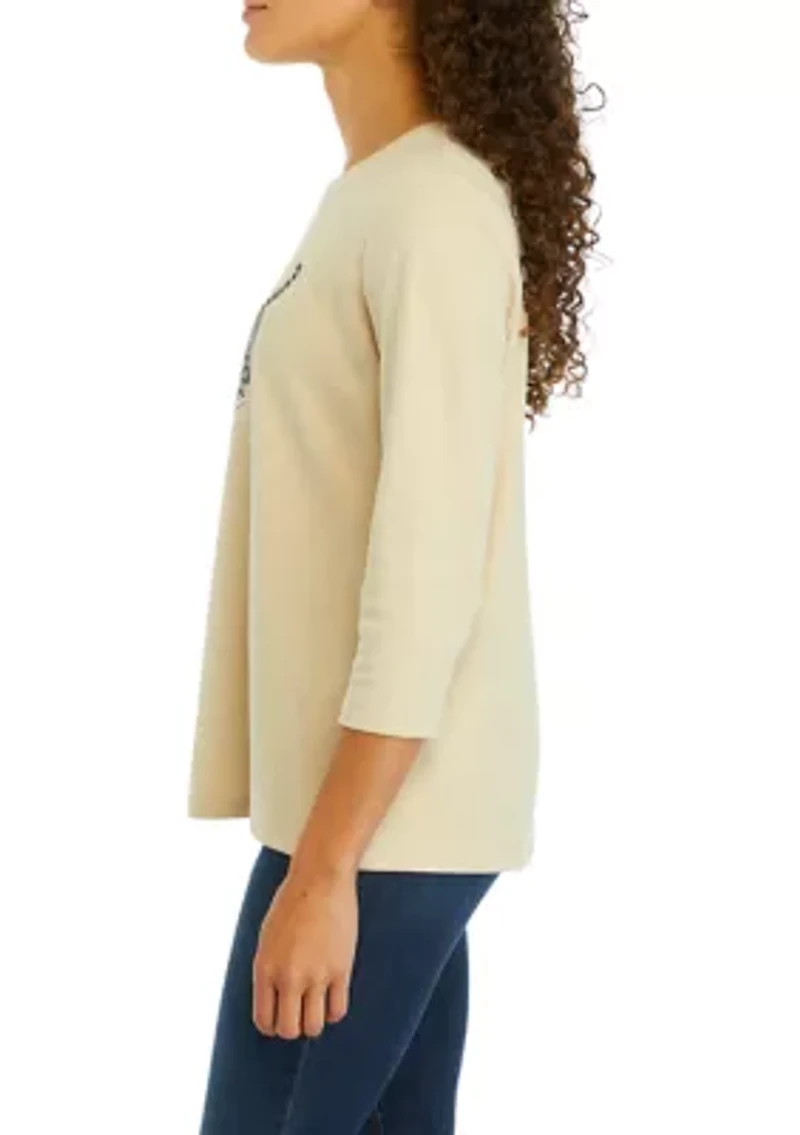 Petite 3/4 Sleeve Graphic T-Shirt