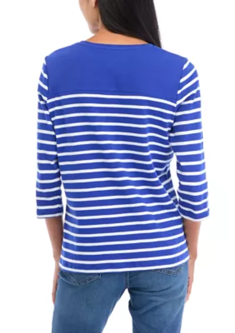 Petite Striped Graphic Top