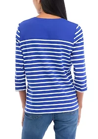 Petite Striped Graphic Top