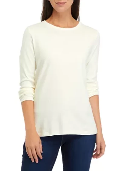 Petite Long Sleeve Cotton T-Shirt