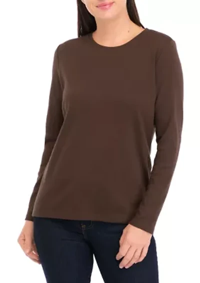 Petite Long Sleeve Cotton T-Shirt