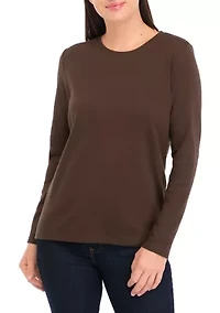 Petite Long Sleeve Cotton T-Shirt