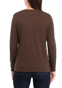 Petite Long Sleeve Cotton T-Shirt