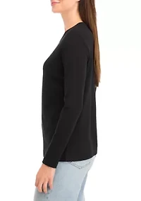 Petite Long Sleeve Cotton T-Shirt