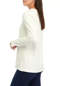 Petite Long Sleeve Cotton T-Shirt