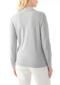 Petite Mock Neck Heather Top