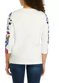 Petite Placement Printed Top