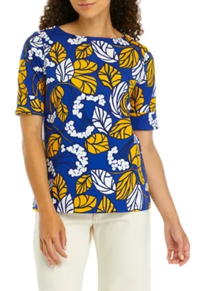 Petite Printed Boat Neck T-Shirt