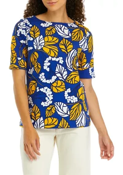 Petite Printed Boat Neck T-Shirt