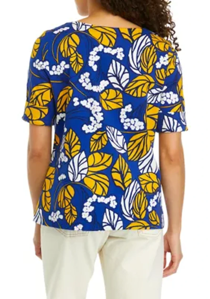 Petite Printed Boat Neck T-Shirt