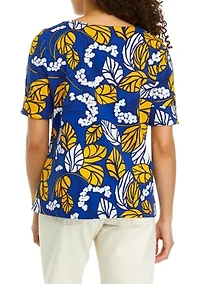 Petite Printed Boat Neck T-Shirt