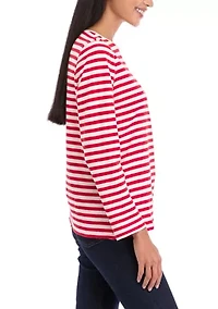 Petite Striped Holiday Graphic Top