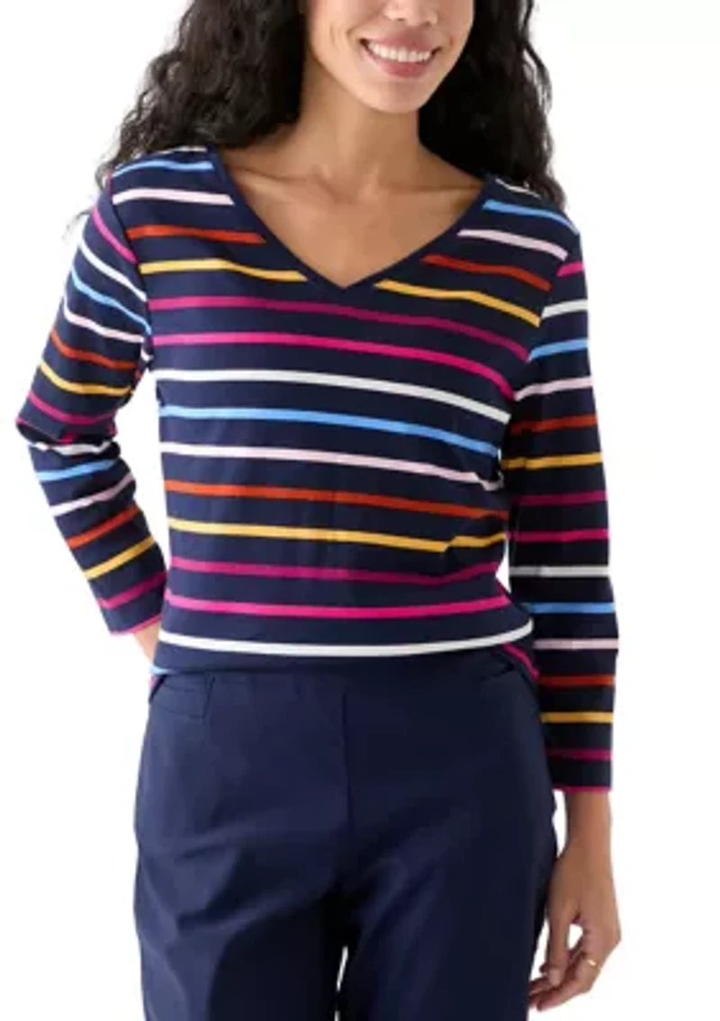 Petite Stripe V-Neck T-Shirt