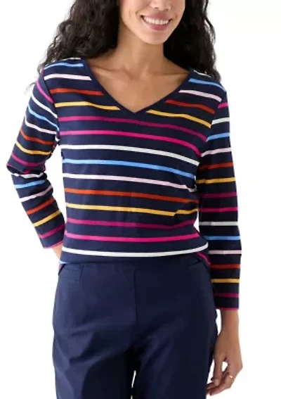 Petite Stripe V-Neck T-Shirt