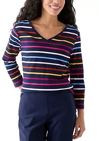 Petite Stripe V-Neck T-Shirt