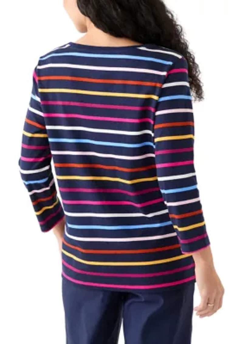 Petite Stripe V-Neck T-Shirt