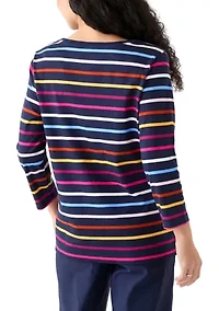Petite Stripe V-Neck T-Shirt