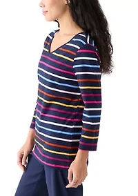 Petite Stripe V-Neck T-Shirt