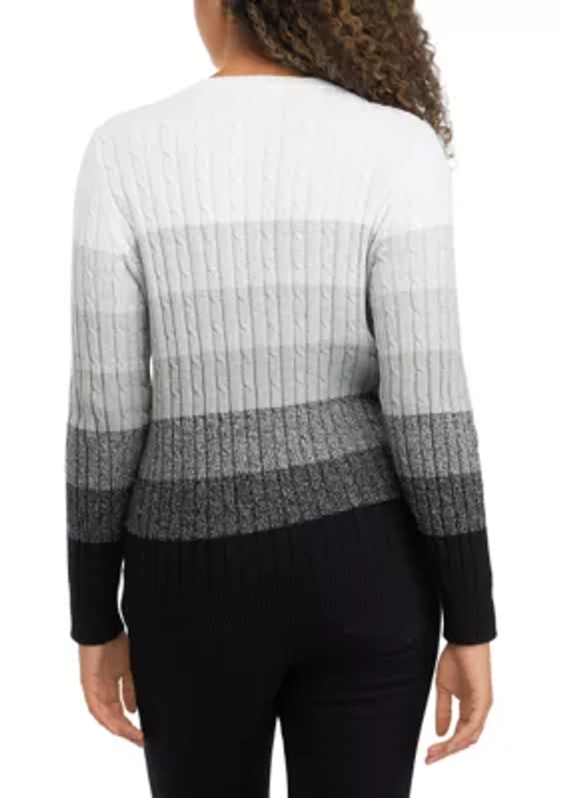 Petite Cable Knit Color Block Sweater