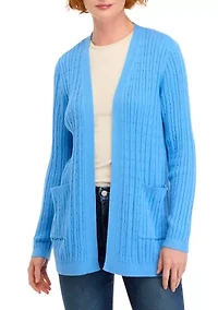 Petite Long Sleeve Cable Cardigan