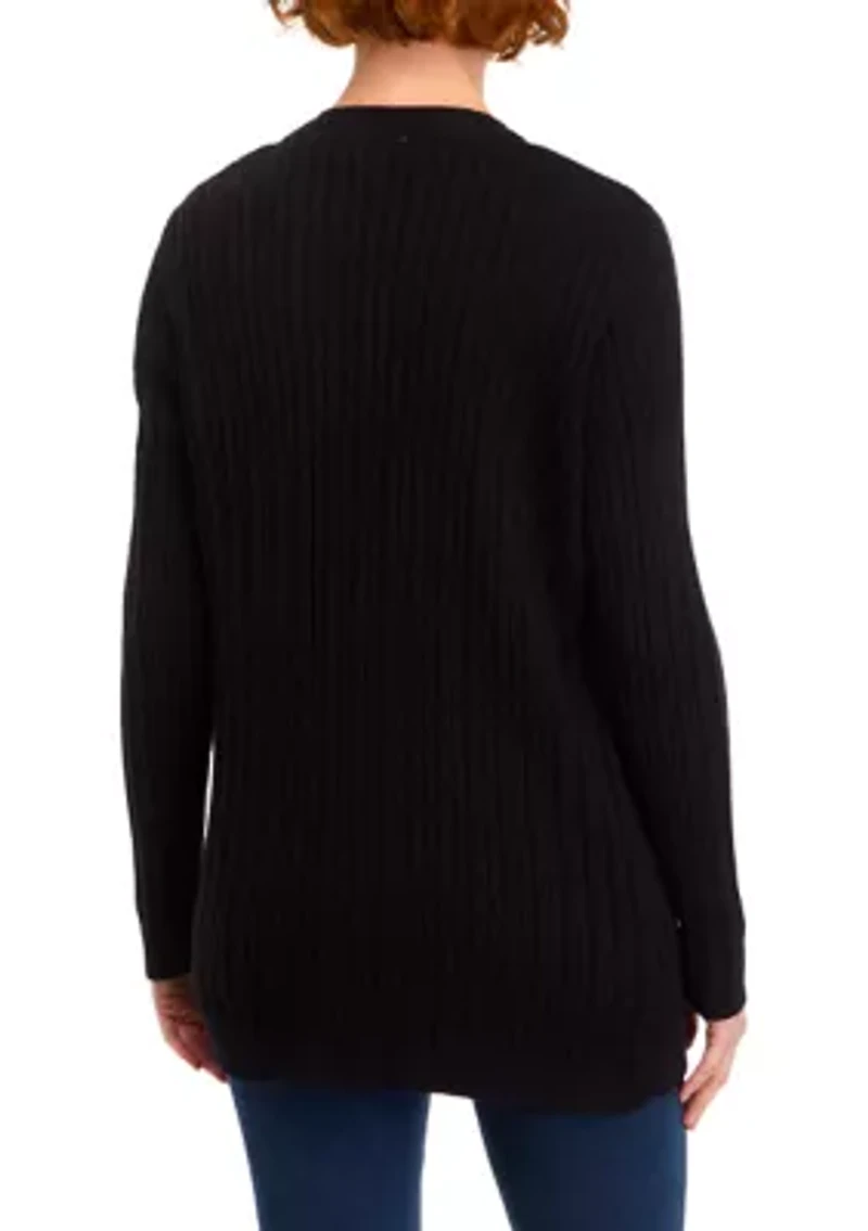 Petite Long Sleeve Cable Cardigan