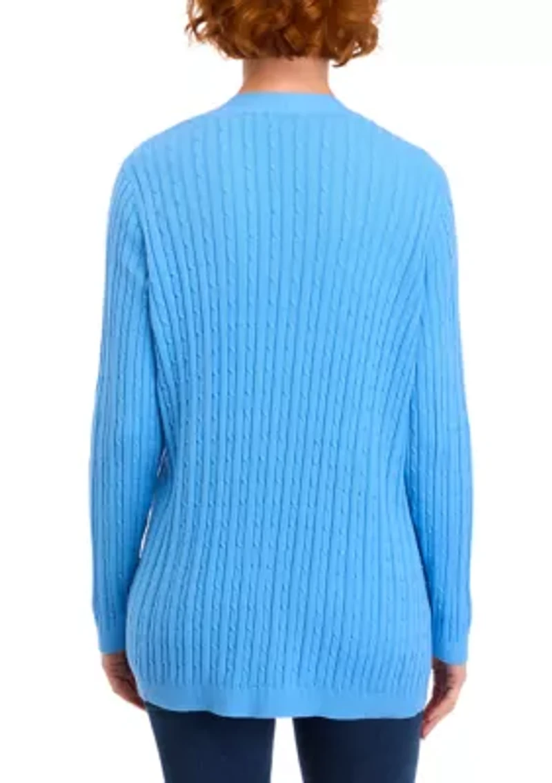 Petite Long Sleeve Cable Cardigan