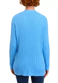 Petite Long Sleeve Cable Cardigan