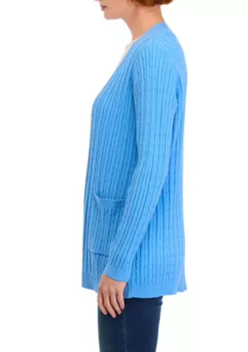 Petite Long Sleeve Cable Cardigan
