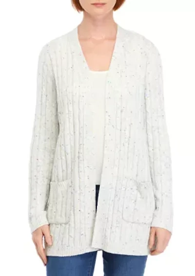 Petite Speckled Cable Knit Cardigan
