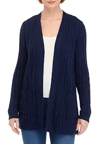 Petite Speckled Cable Knit Cardigan