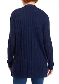 Petite Speckled Cable Knit Cardigan