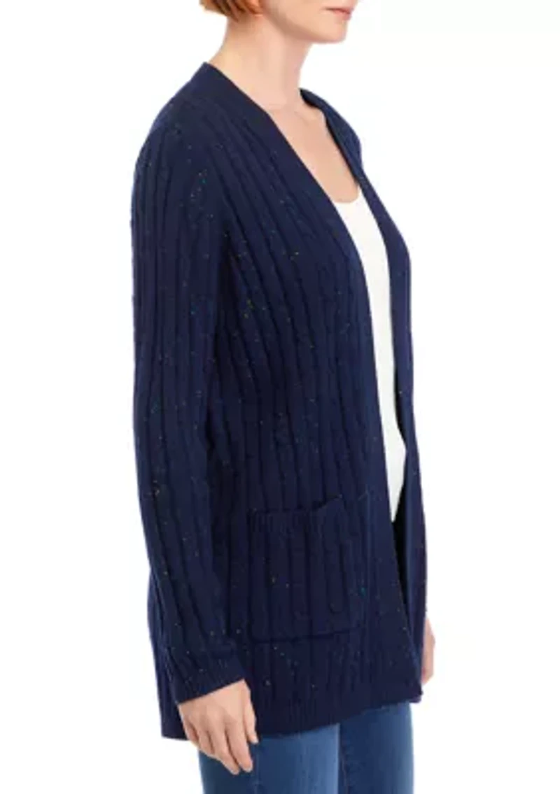 Petite Speckled Cable Knit Cardigan