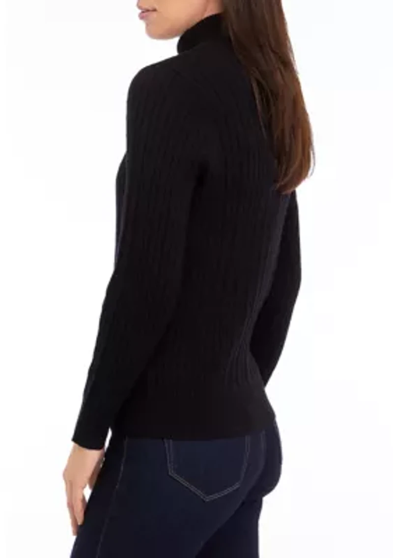 Petite Cable Knit Turtleneck Sweater