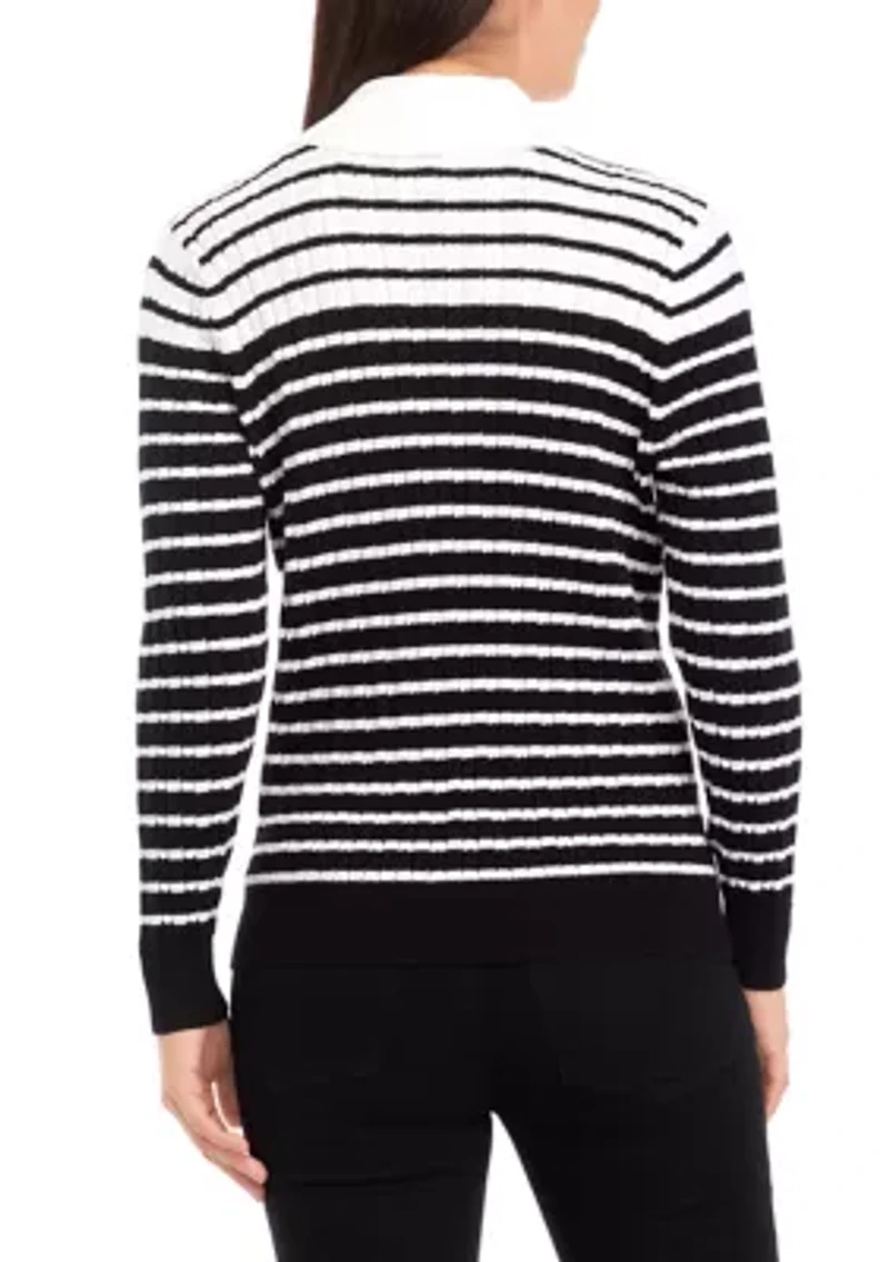 Petite Long Sleeve Cable Turtleneck Sweater
