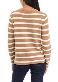 Petite Striped Button Up Cardigan