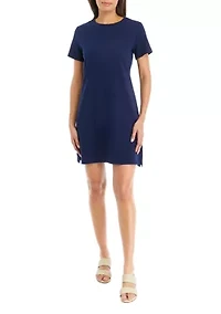 Petite Solid Crew Neck Dress