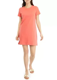 Petite Solid Crew Neck Dress