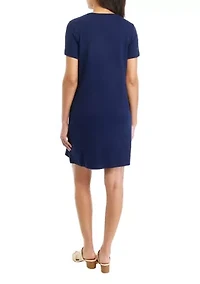 Petite Solid Crew Neck Dress