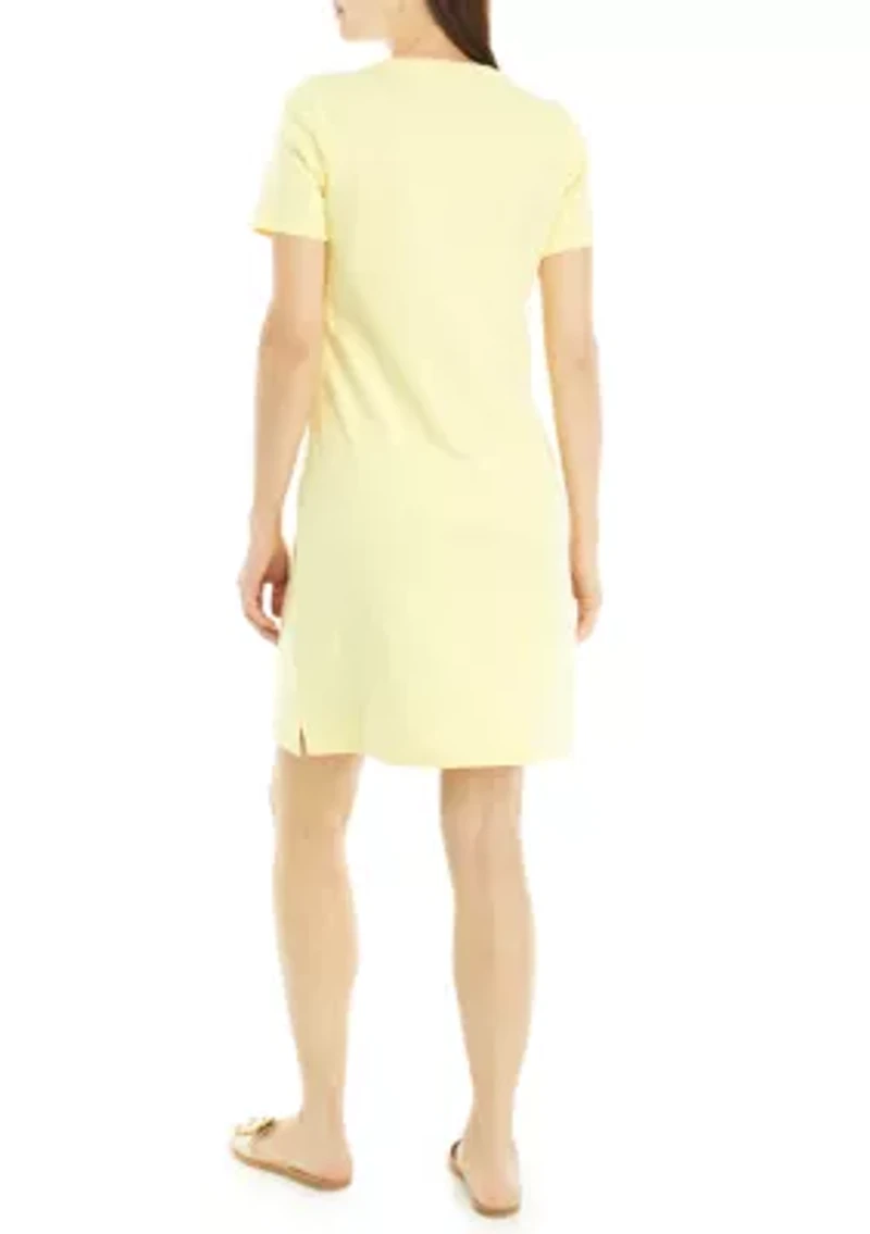 Petite Solid Crew Neck Dress