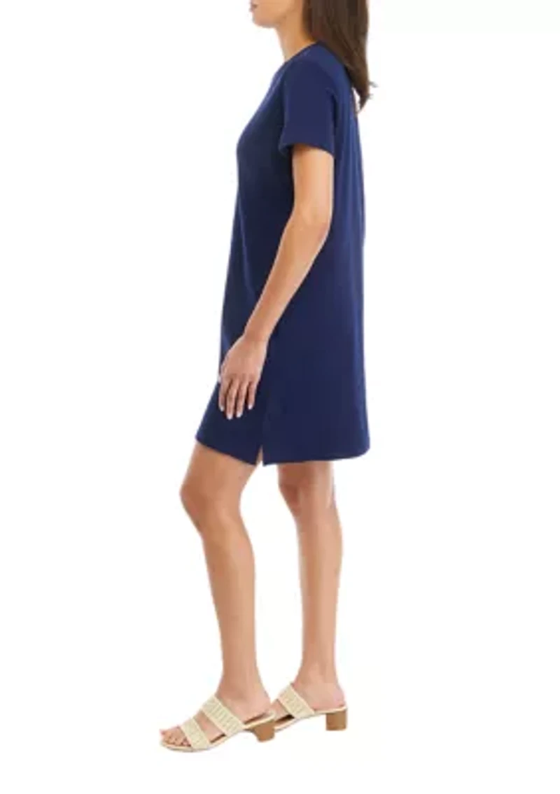 Petite Solid Crew Neck Dress