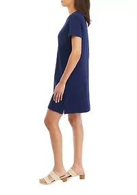 Petite Solid Crew Neck Dress