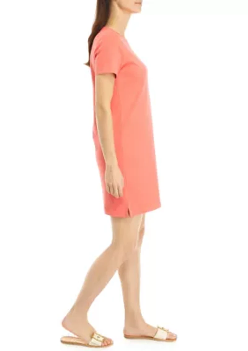 Petite Solid Crew Neck Dress