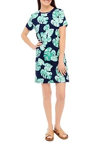 Petite Printed Crew Neck Dress