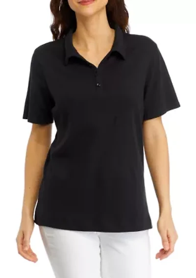 Petite Solid Polo Shirt