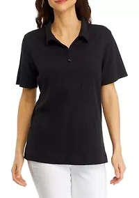 Petite Solid Polo Shirt