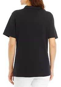 Petite Solid Polo Shirt